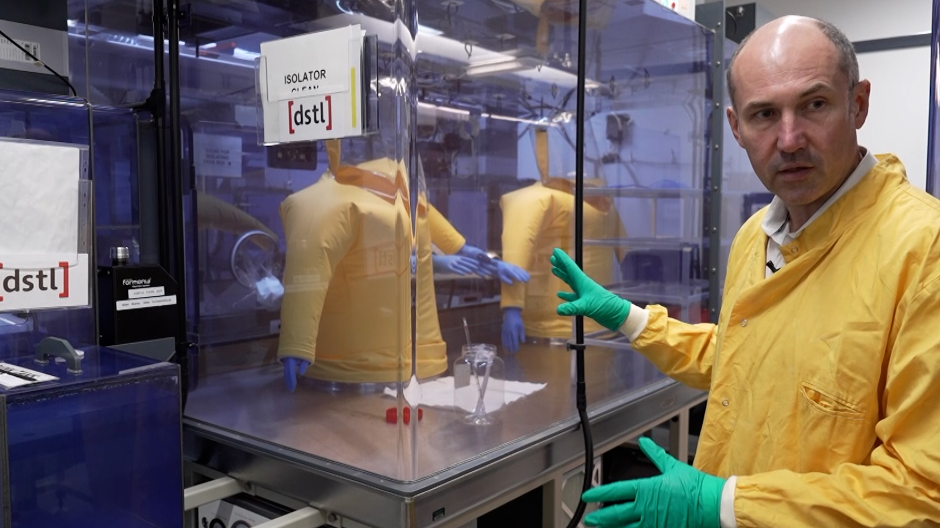 Professor Tim Atkins, Chief of CBR shows Forces News containment labs at