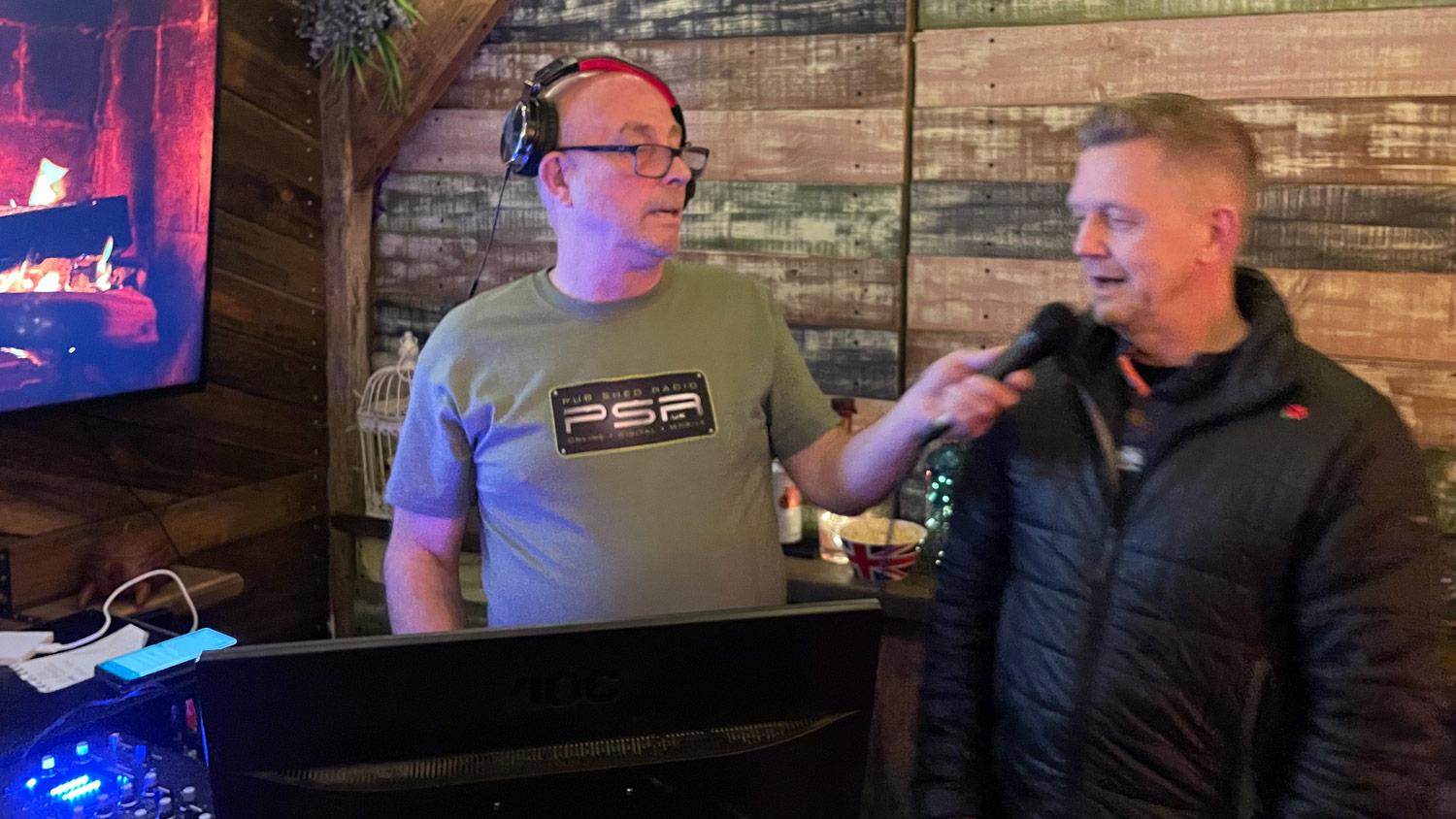 Pub Shed of the Year winner John Simmons speaks on Pub Shed Radio live from his shed CREDIT Ashley Turner Two Fat Blokes Bar Sign Emporium