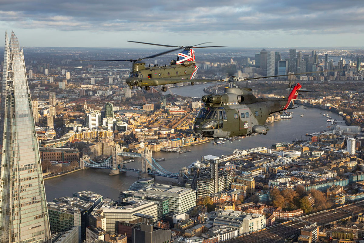 Puma and Chinook over London