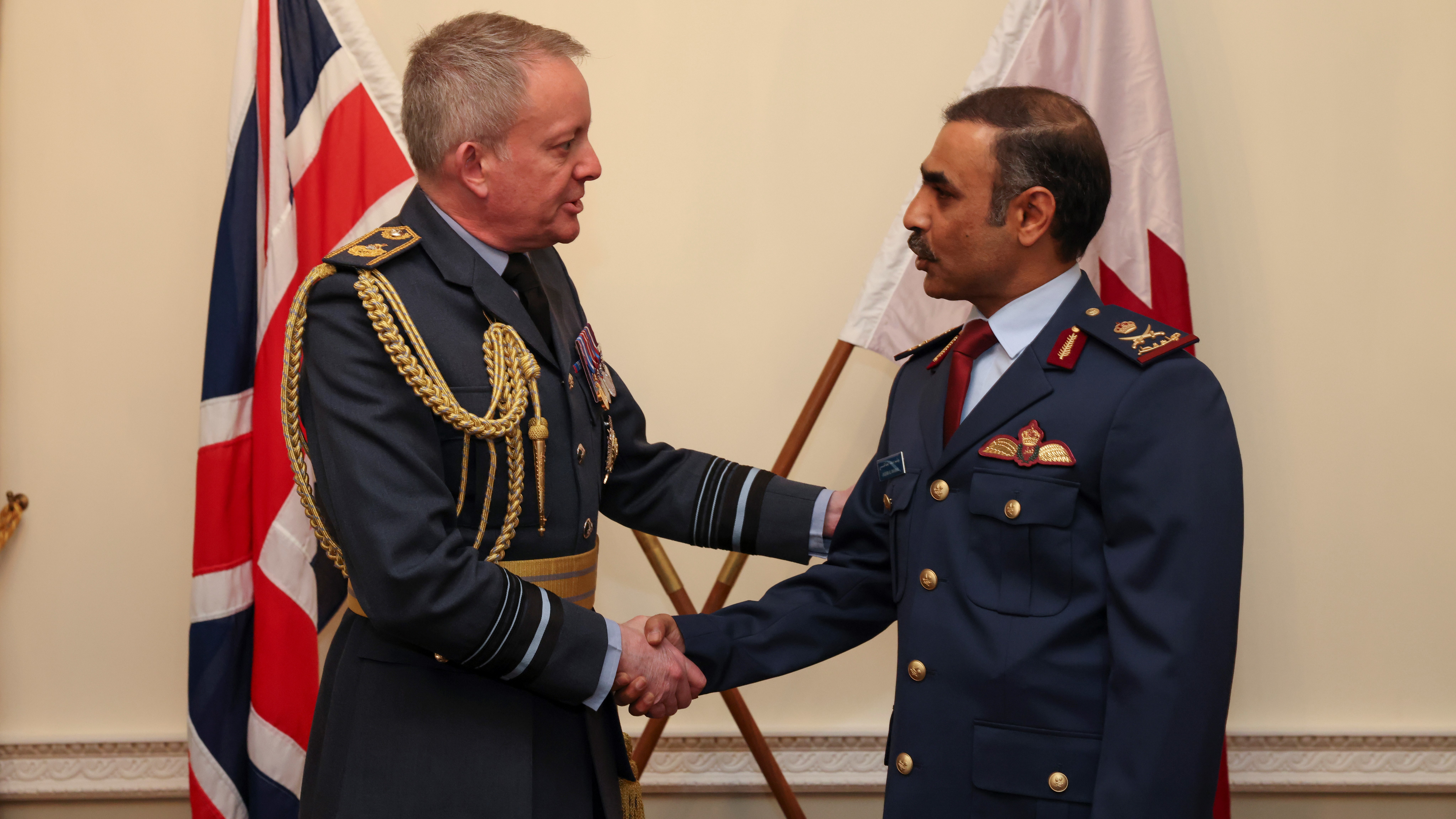 Deputy Commander Capability Air Marshal Sir Richard Knighton meeting with Commander of the Qatar Emiri Air Force, Major General Jassim Al-Mannai in March 2023 (Picture: MOD).
