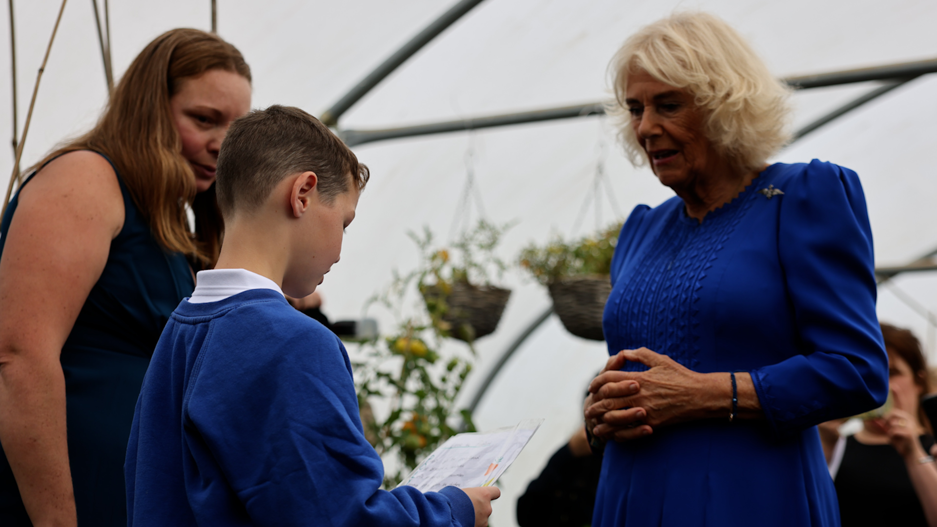 Queen Camilla meets families at RAF Leeming