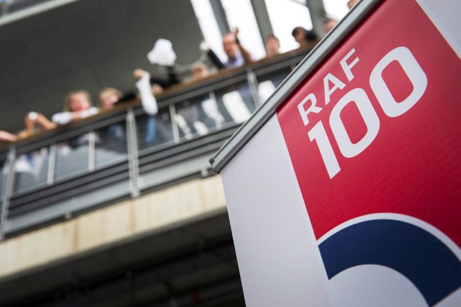 RAF 100 sign