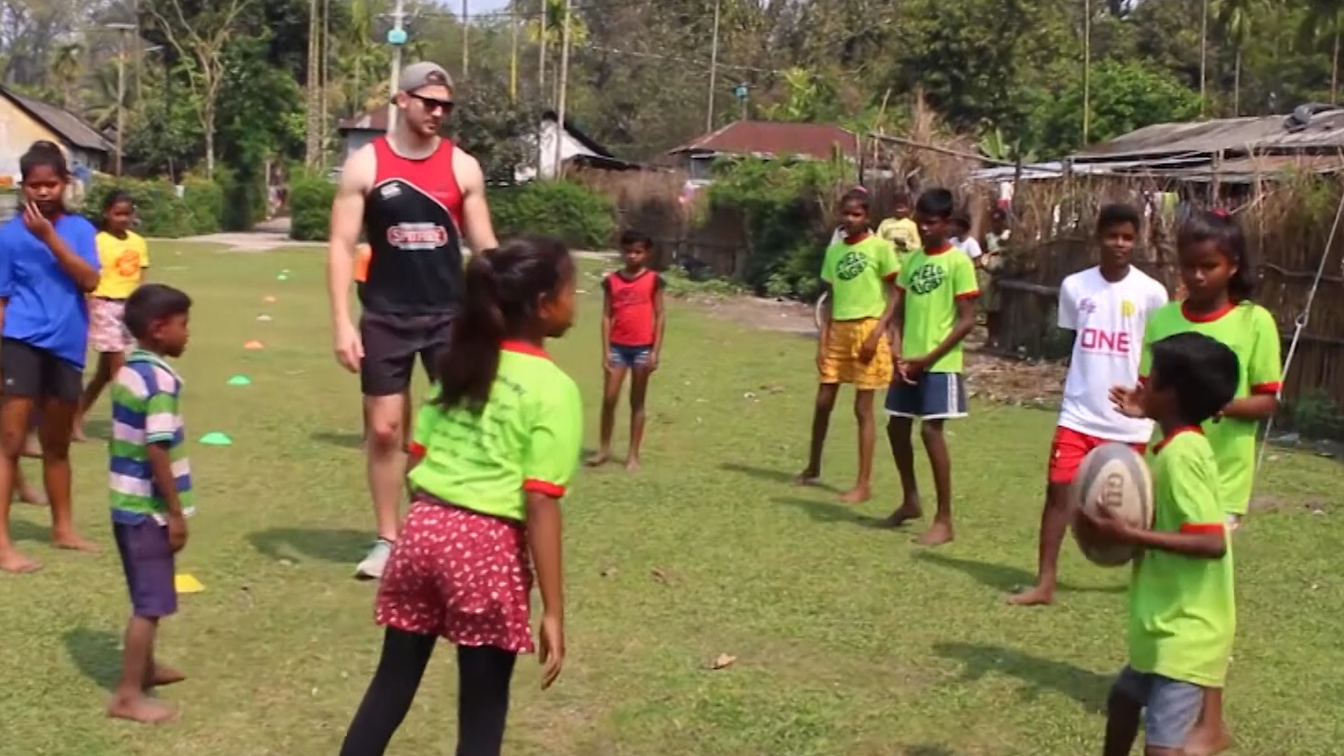 Personnel ran rugby sessions for children while in the country (Picture: RAF).