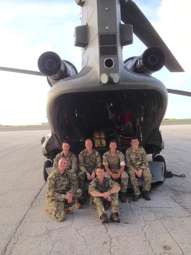 RAF Chinook pilot Flight Lieutenant Alexander Eveson and his crew CREDIT MOD