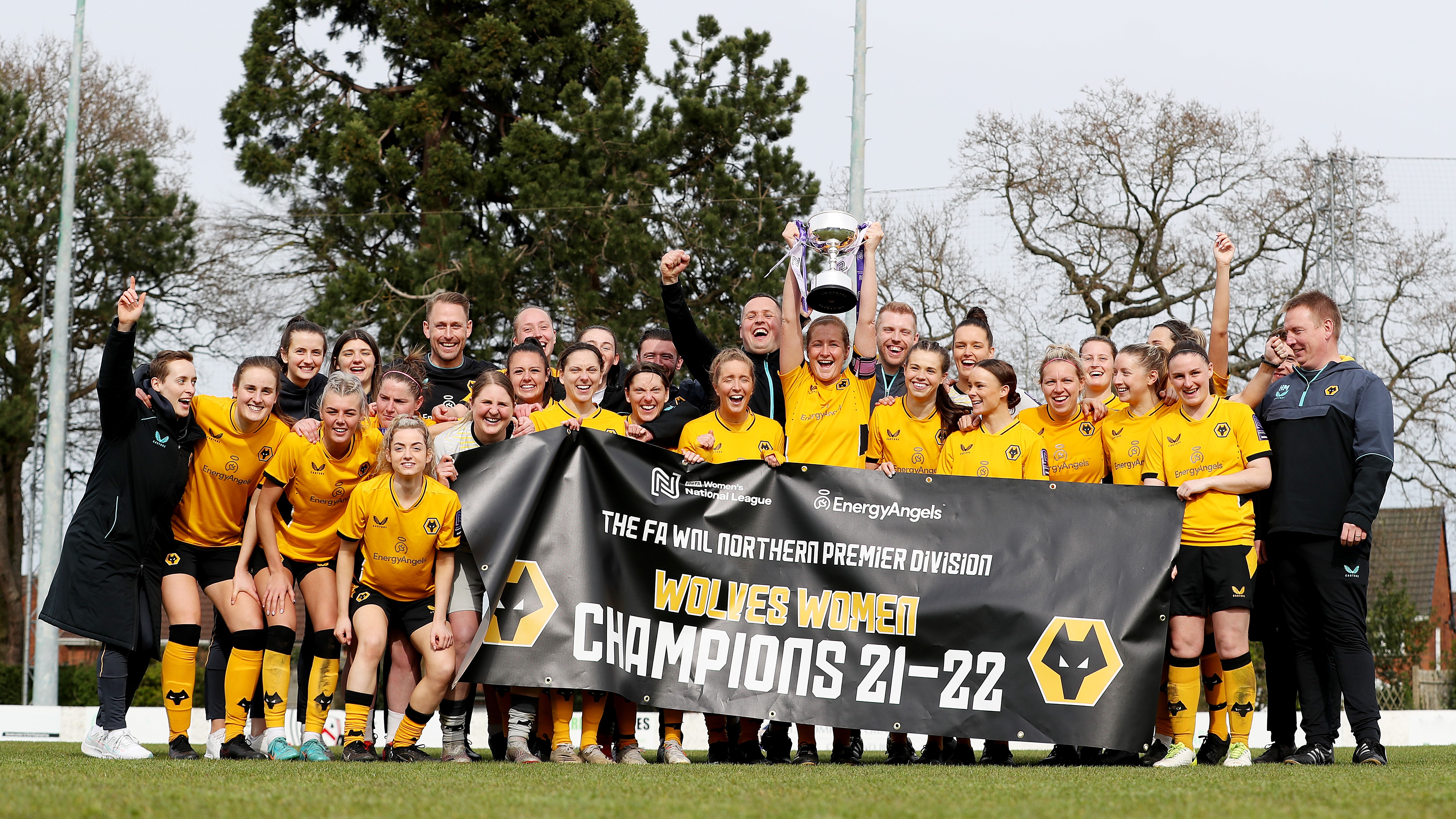 RAF Cpl Dan McNamara and Wolves women's football team manager celebrating title win DATE 11042022 CREDIT Wolves Womens Football Club.jpg
