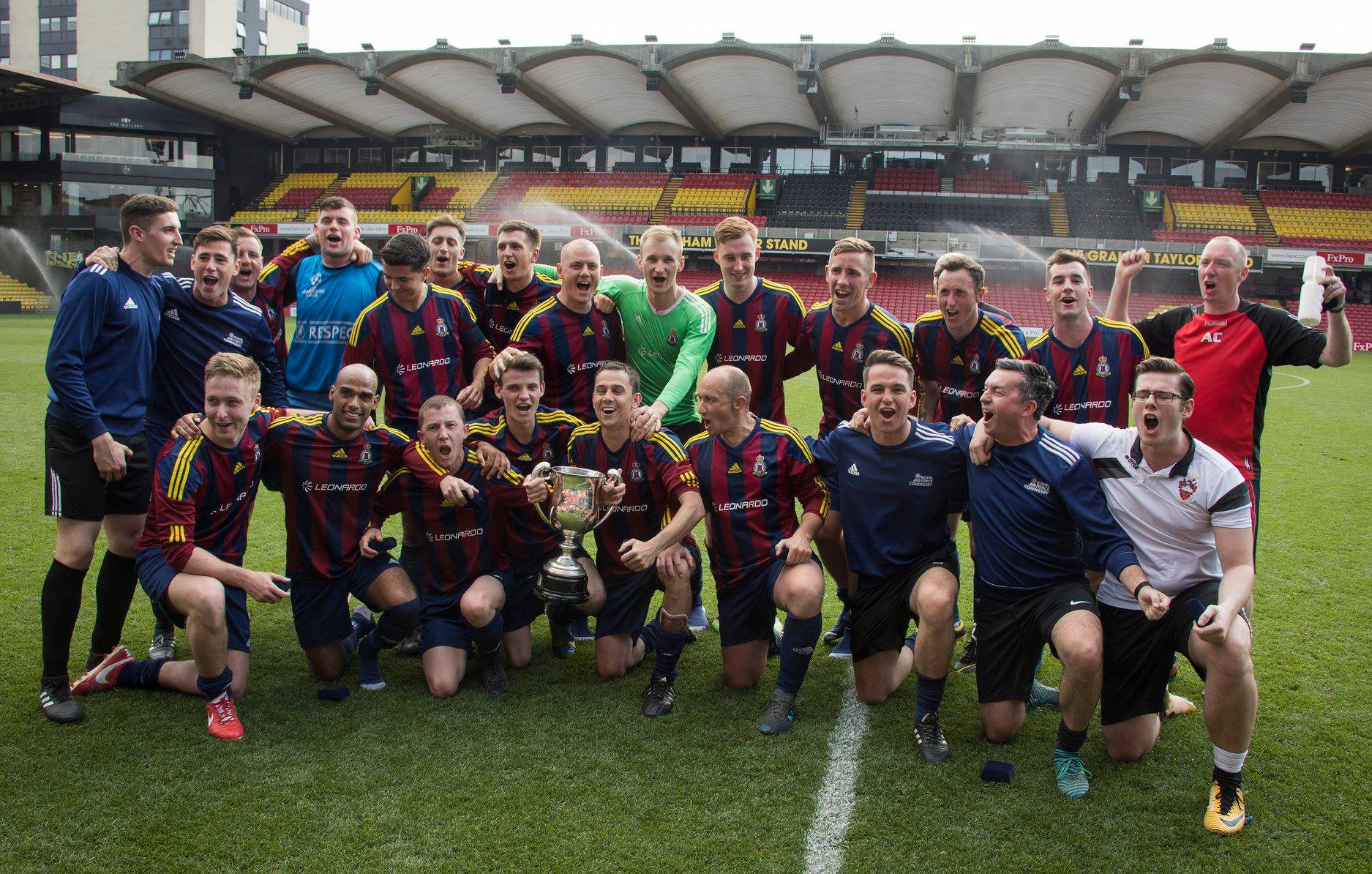 RAF Coningbsy celebrate winning the FA Cup
