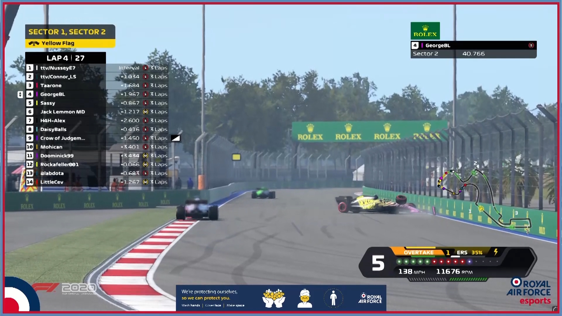 Sassy's early crash out was a sign of things to come later in the race (Pictures: RAF eSports).
