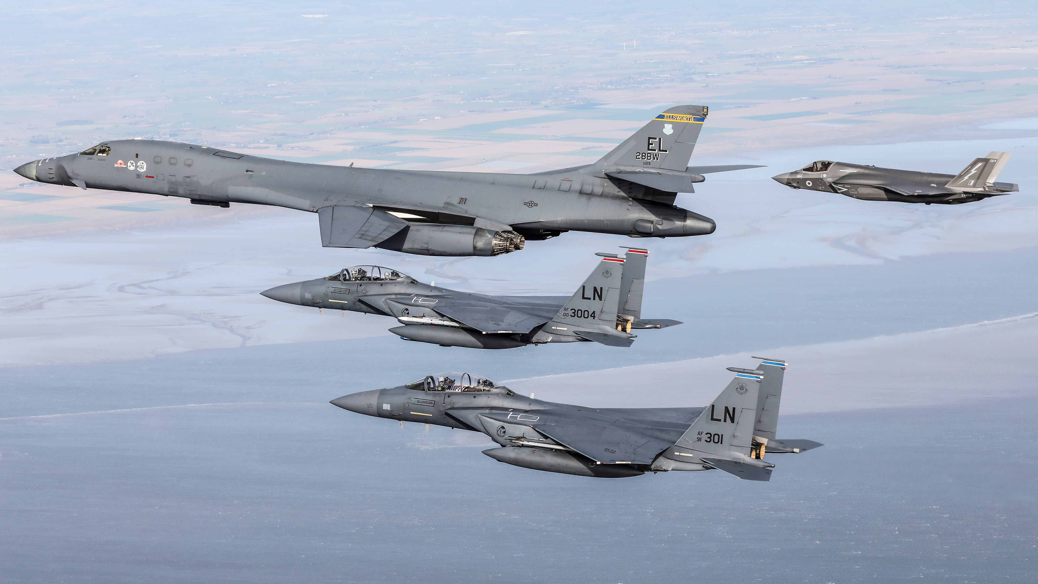 RAF F35B lighting joined US B-1B lancer and F-15 Eagle for flypasts for Eighth Air Force 80th Anniversary 01022022 CREDIT RAF MOD.jpg