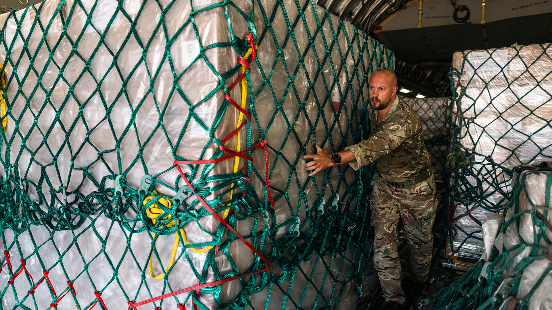 The delivery includes ration packs and medical kits for the LAF, which includes land, air and naval elements (PIcture: RAF)