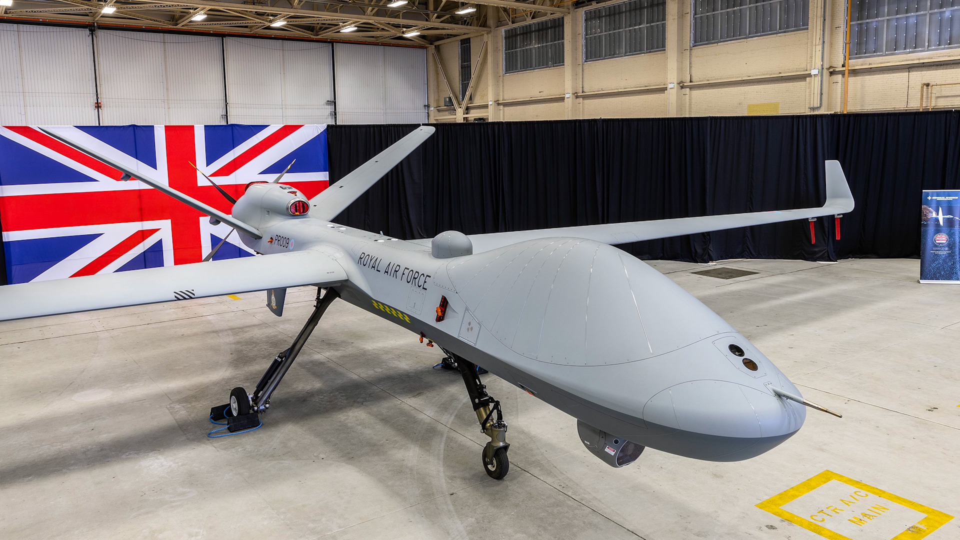 The first of 16 remotely piloted Protector aircraft have arrived in the UK 