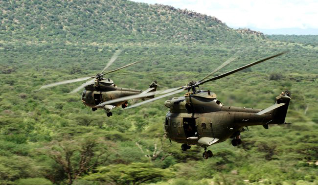 RAF Puma helicopters in Kenya on Exercise Askari Storm