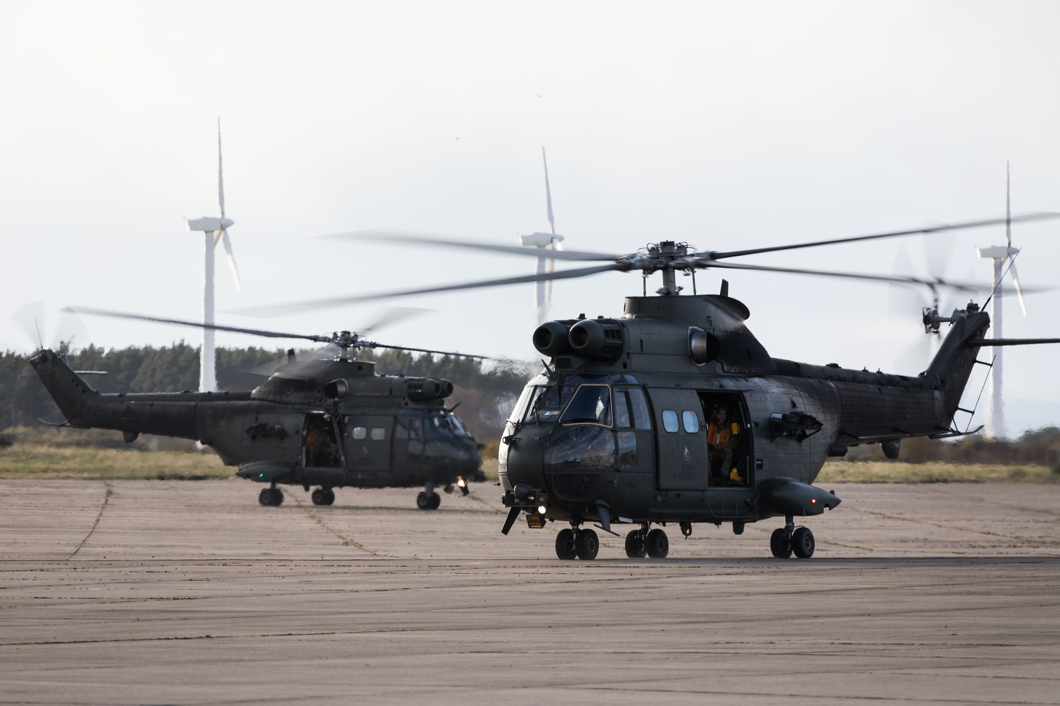 RAF Pumas land at Kinloss Barracks (Picture: MOD).