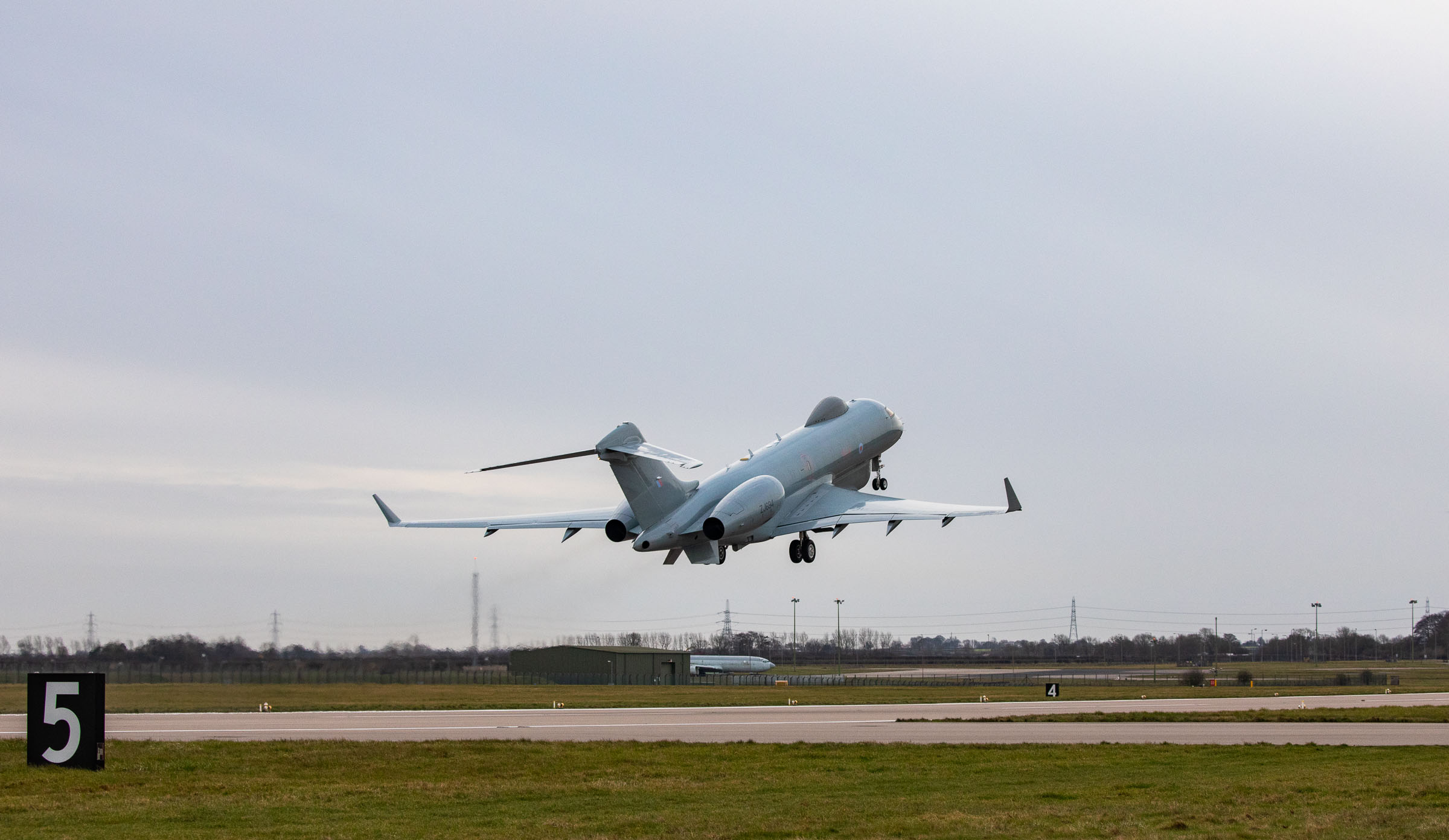 RAF Sentinel taking off, with the aircraft set to retire following its last operation 