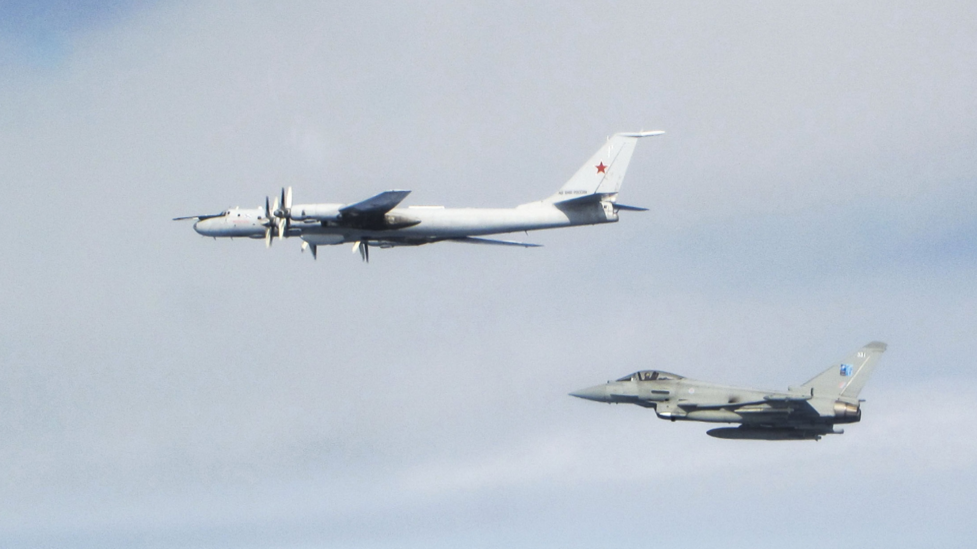 RAF Typhoon intercepts Russian aircraft (Picture: MOD).
