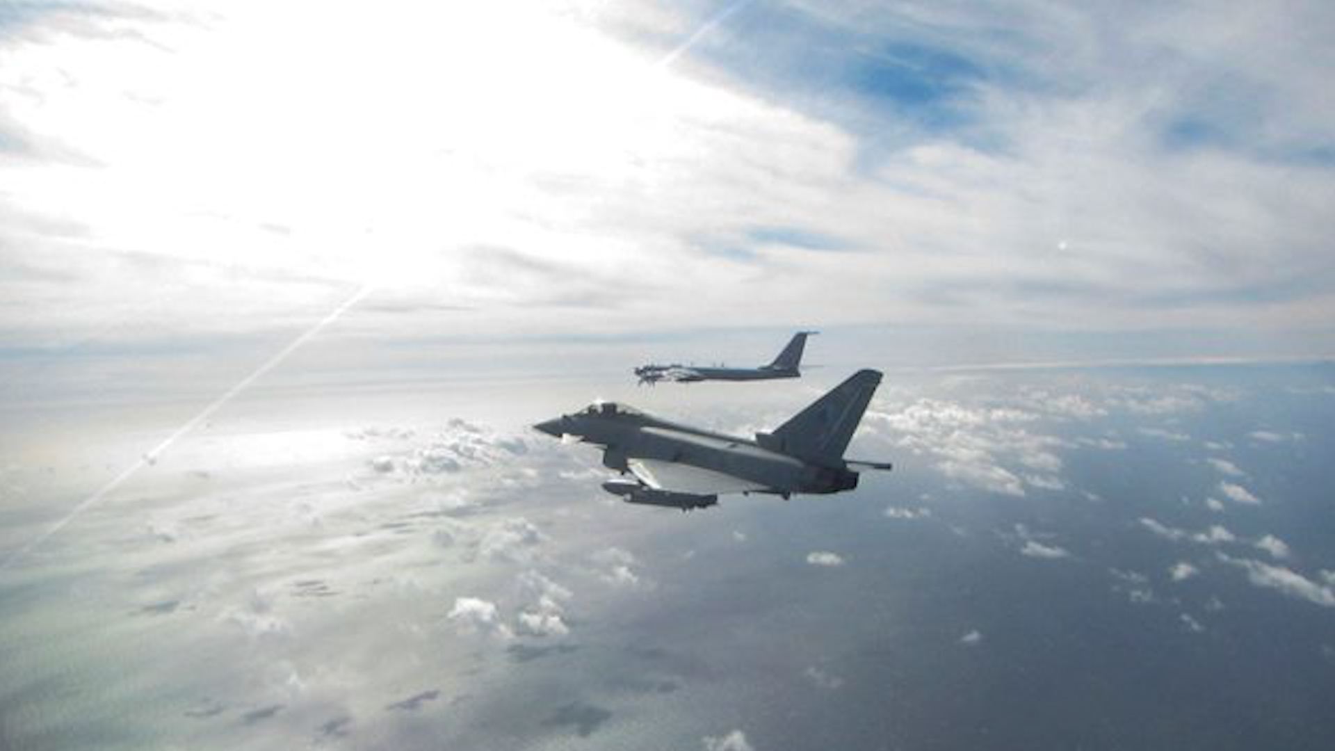 RAF Typhoon intercepts Russian aircraft off Scottish coast (Picture: MOD).