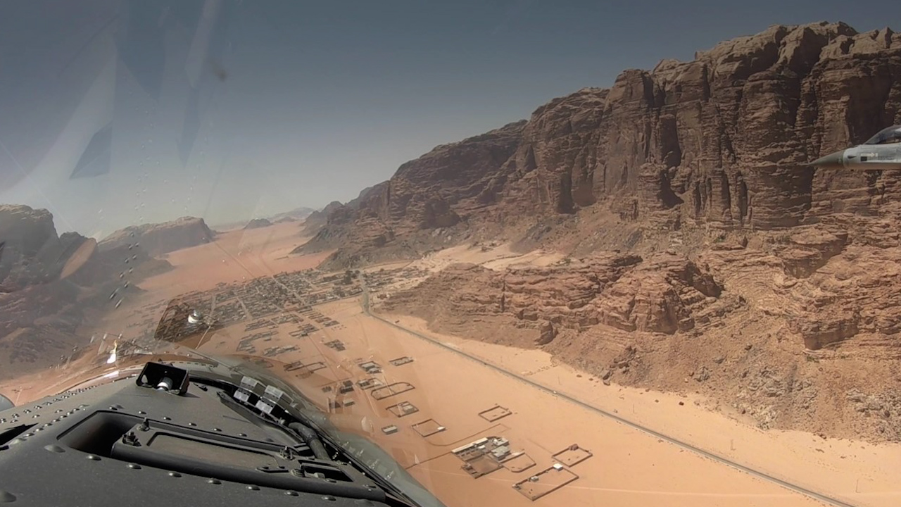 The Royal Air Force have been flying over the Wadi Rum desert, where filming took place for some of the Star Wars films (Picture: Royal Air Force).