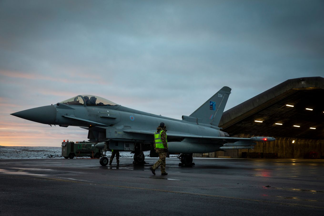 RAF Typhoon sits on the apron in Iceland as part of NATO's Air Policing mission (Picture: RAF).