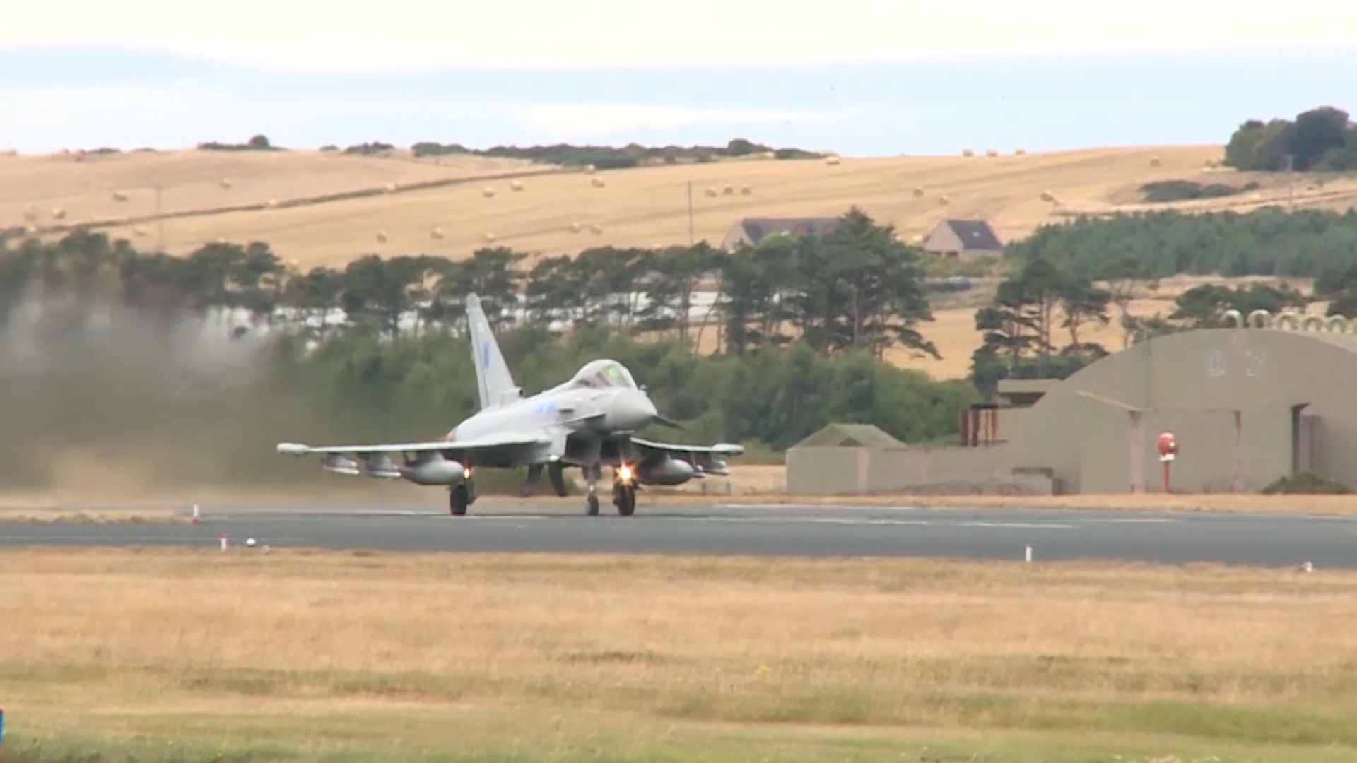 RAF Typhoon takes off at RAF Lossiemouth.