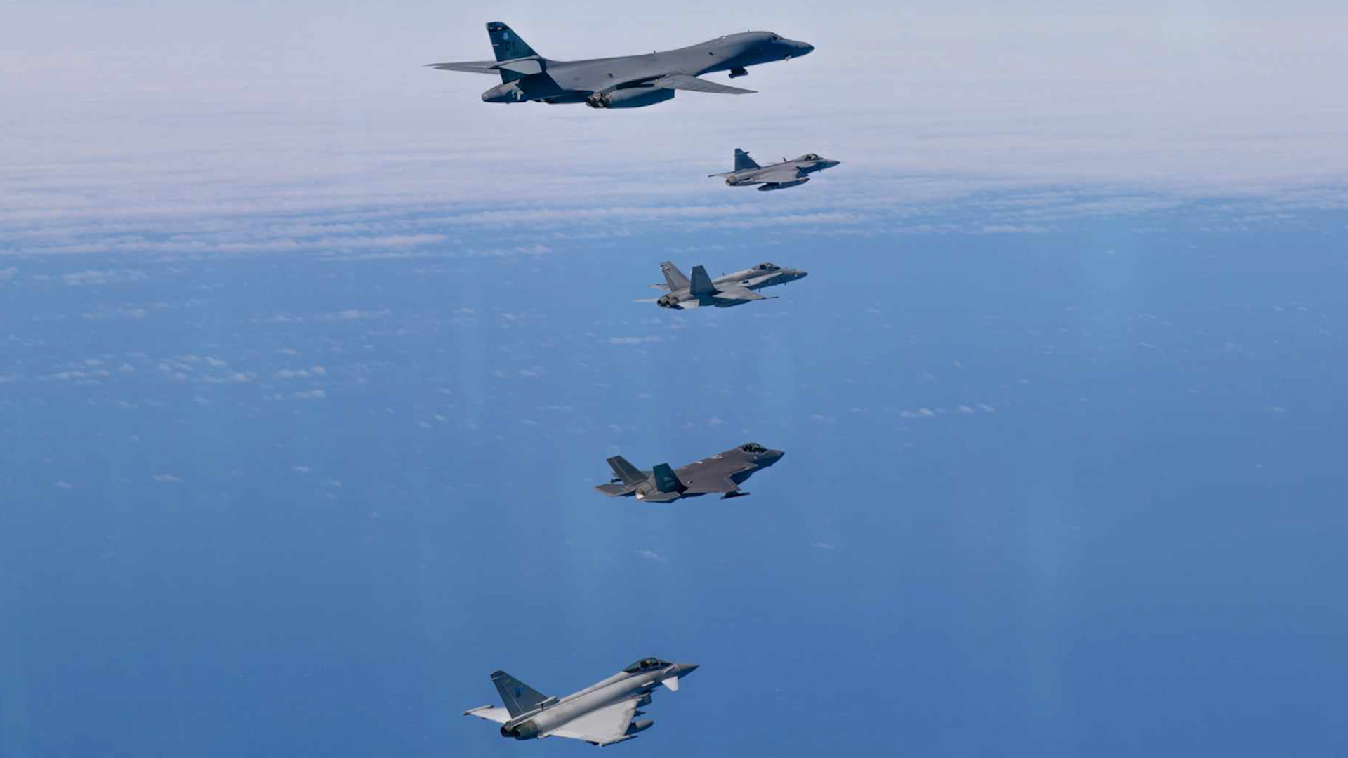 RAF Typhoons Norway Exercise Tempest Strike and Tower Guardian B1 Lancers USAF Strategic Bomber Task Force 2 290623 CREDIT RAF