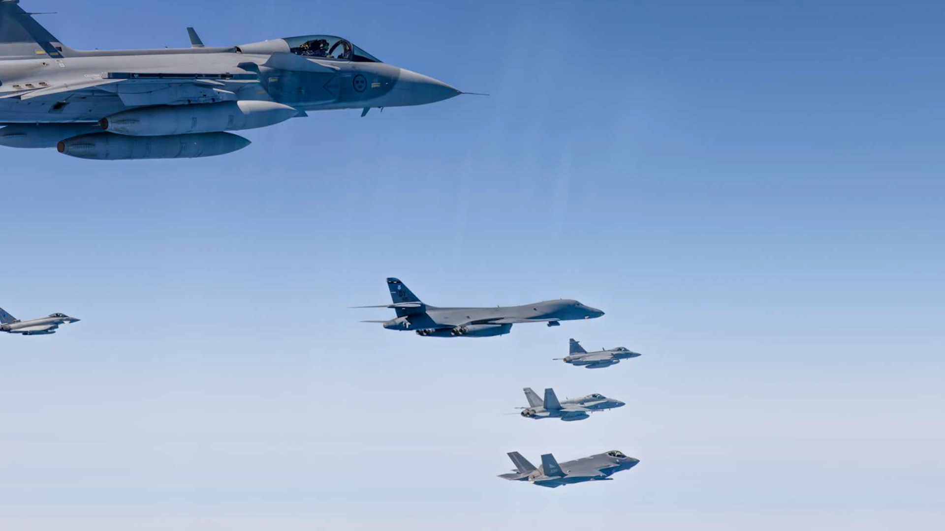 RAF Typhoons Norway Exercise Tempest Strike and Tower Guardian B1 Lancers USAF Strategic Bomber Task Force 290623 CREDIT RAF