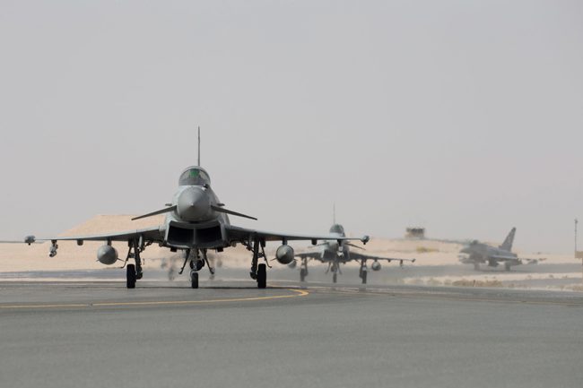 RAF Typhoons arrive in Oman ahead of an exercise