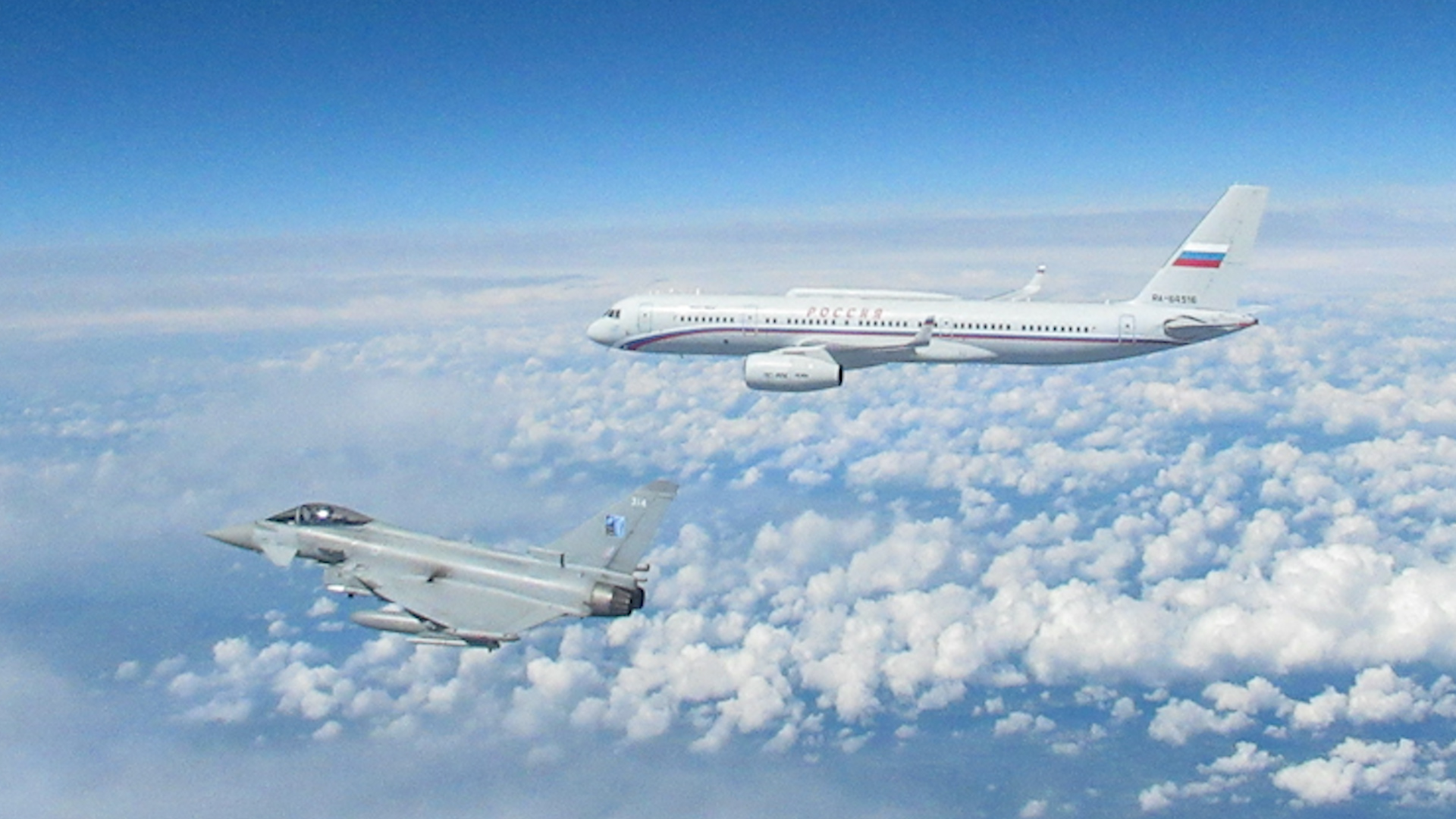 RAF Typhoons in Estonia scrambled today to intercept a Russian Air Force Tu-214 04072023 CREDIT RAF