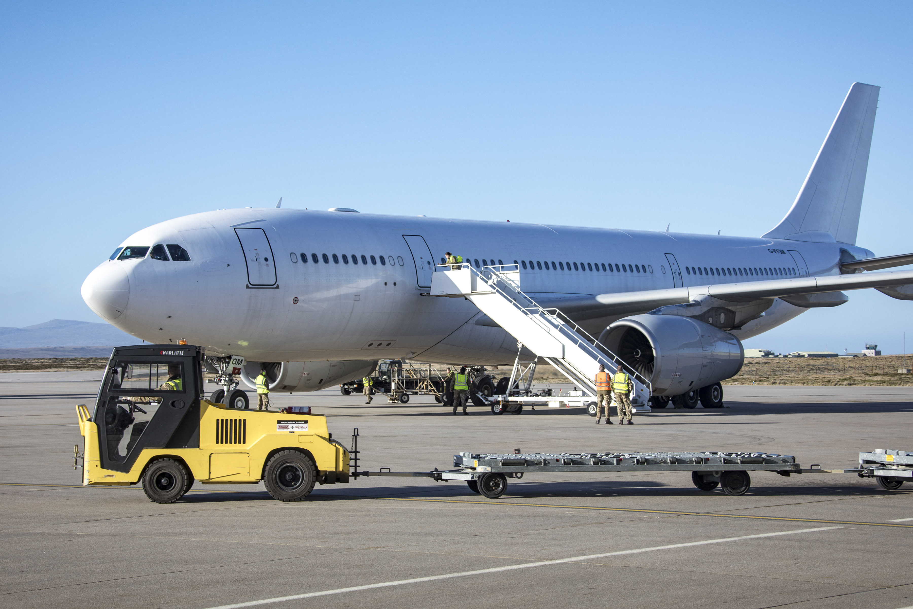 The RAF Voyager delivered the vaccines to the Falklands where they were then loaded onto HMS Forth (Picture: MOD).