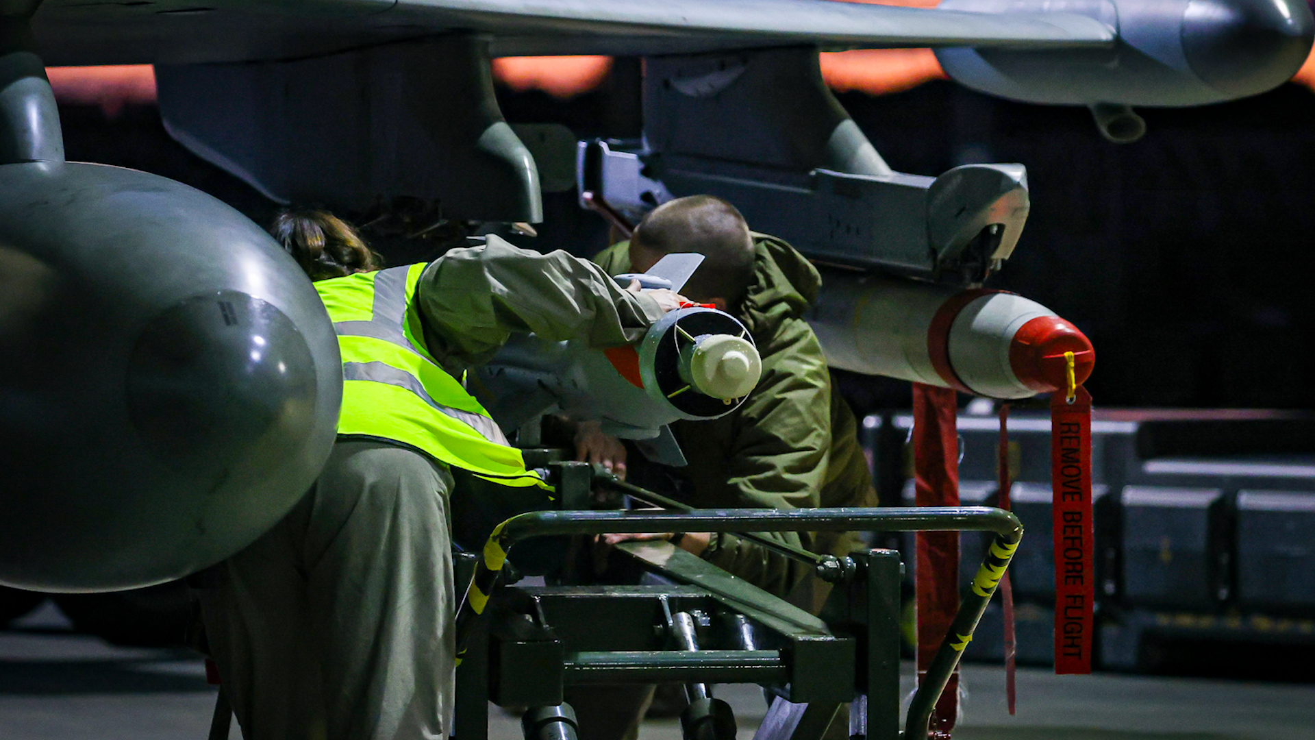 RAF Weapon Technicians prepare RAF Typhoon FRG4s aircraft 04022024 CREDIT MOD