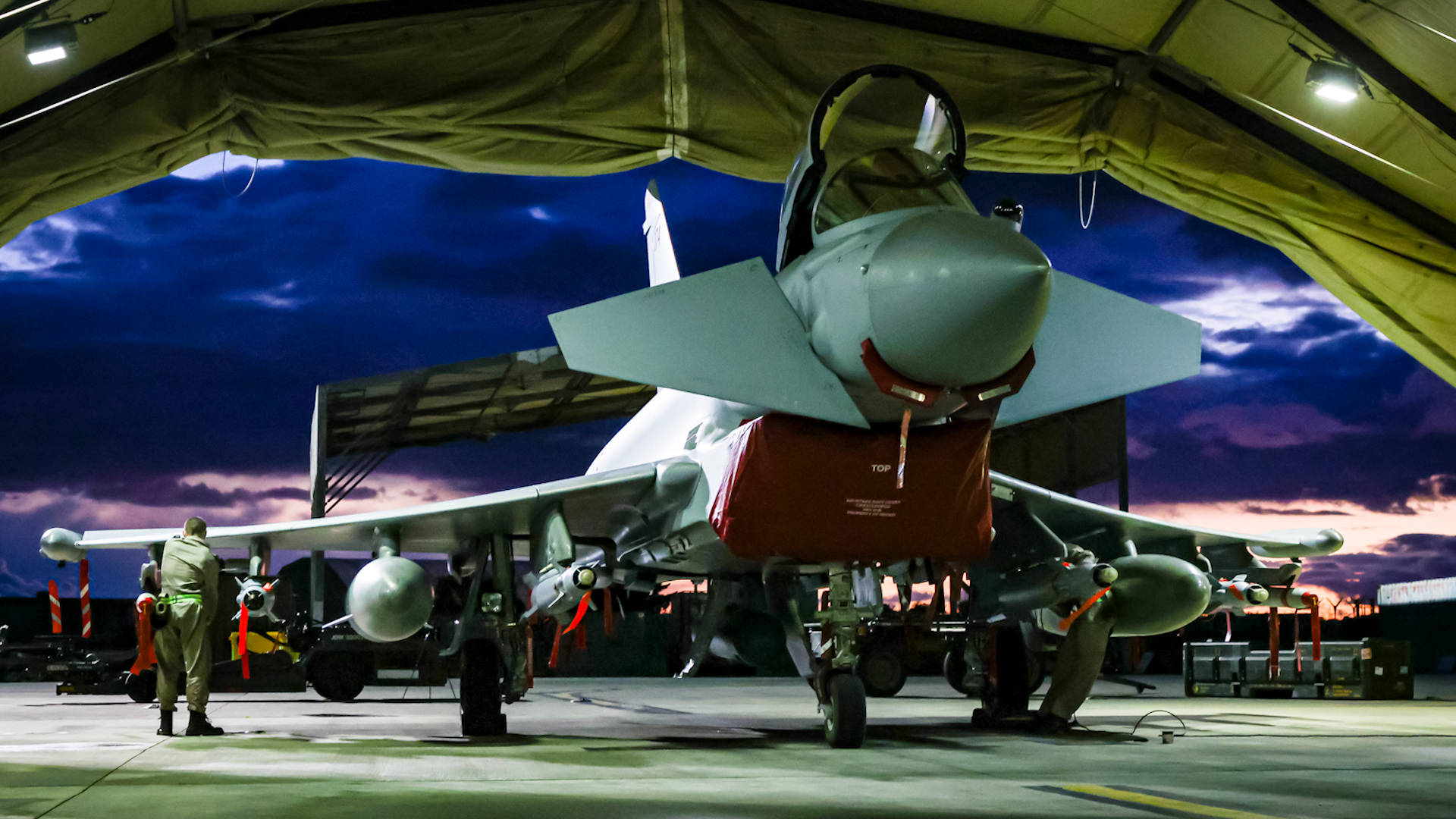 RAF Weapon Technicians preparing RAF Typhoon FGR4s aircraft  03022024 CREDIT MOD