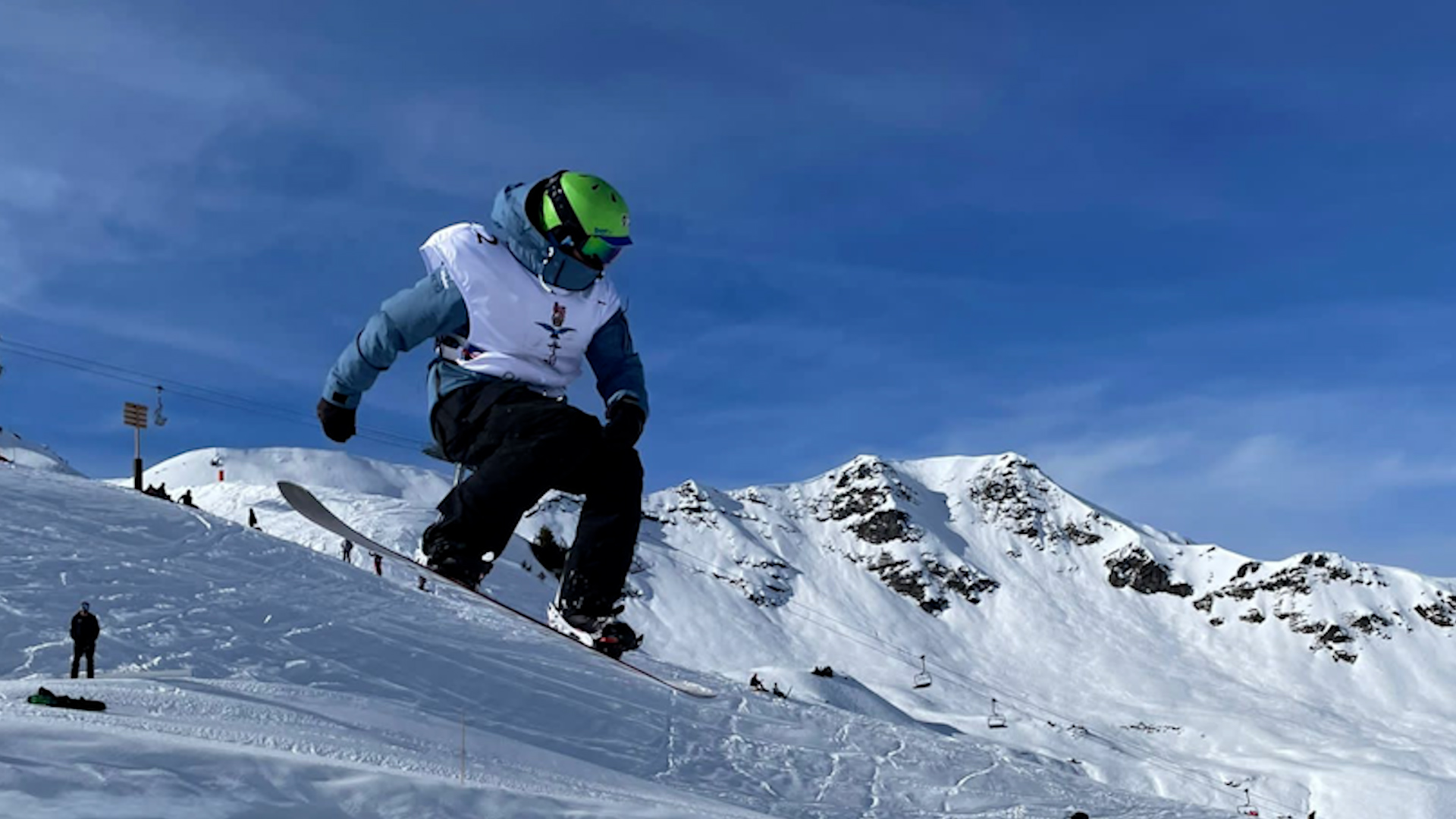 RAF competitor during Snowboard Slope Style event at Meribel Inter Services Championship 03022022 CREDIT BFBS.jpg