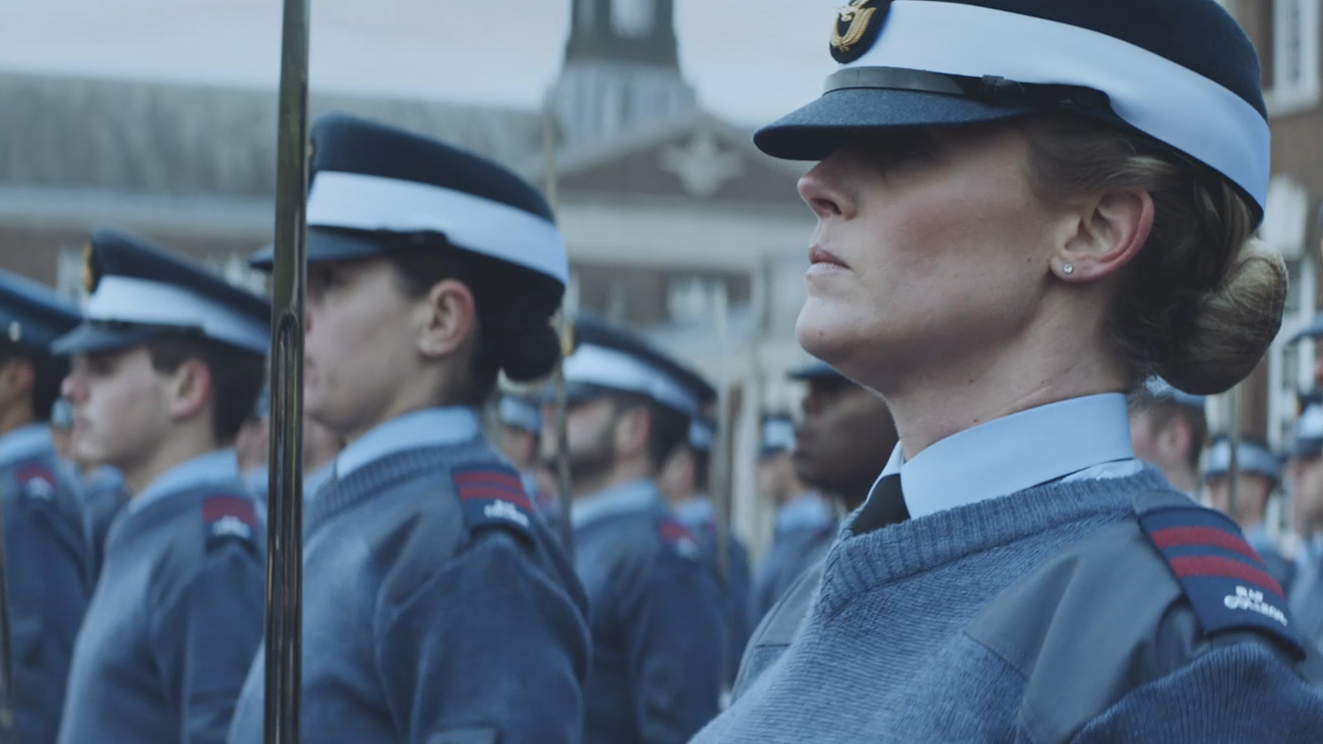 Women in uniform on parade in RAF advert mocking stereotypes