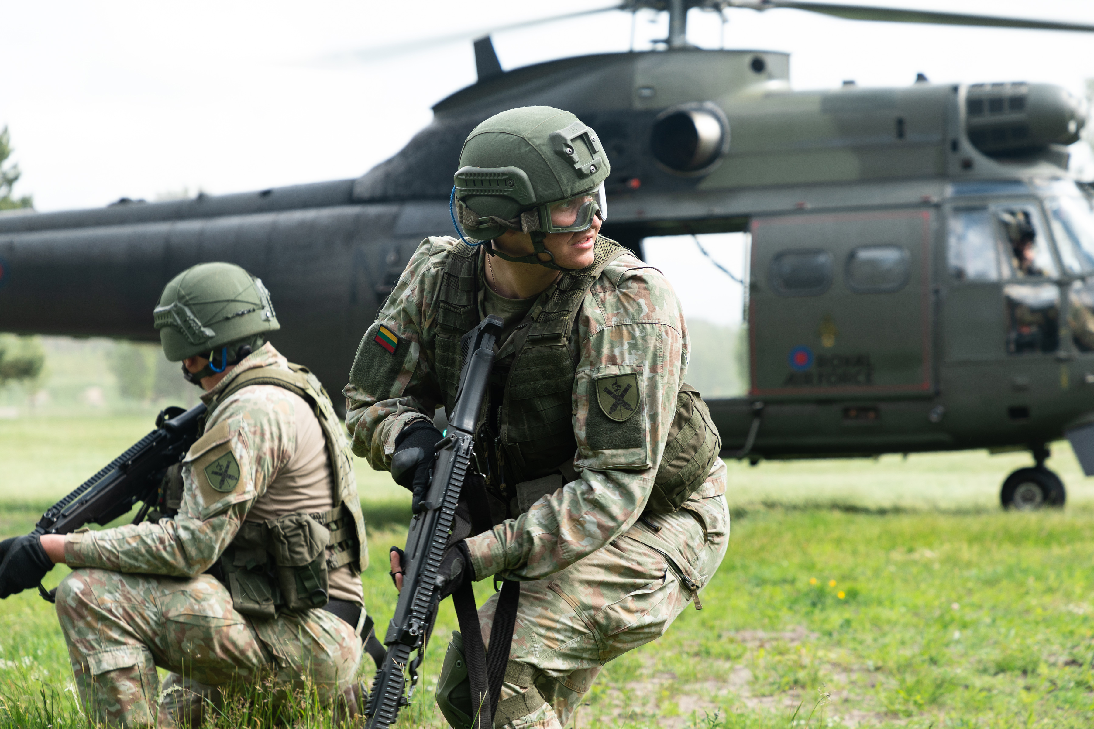 	RAF helicopter working alongside Lithuanian troops 