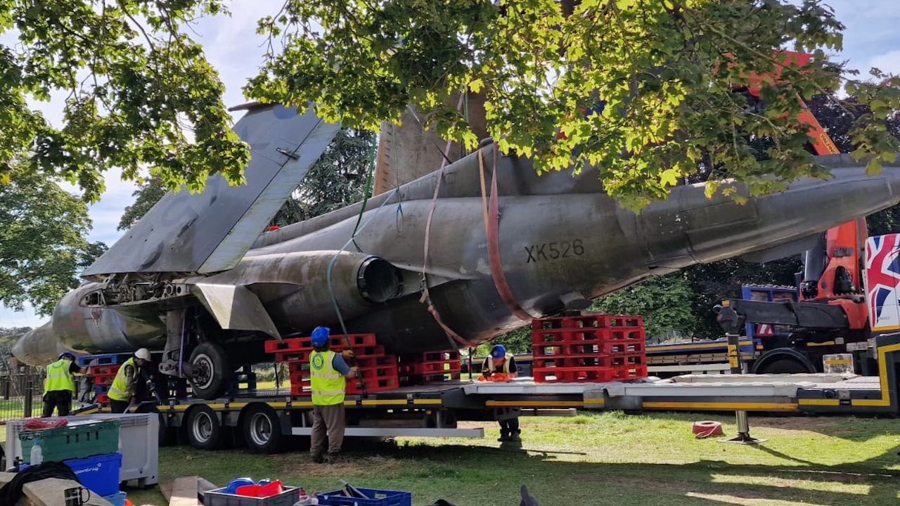 The Buccaneer S2 XK526 gate guardian has been removed and will be replaced by a Tornado GR4 (Picture: RAF Honington)