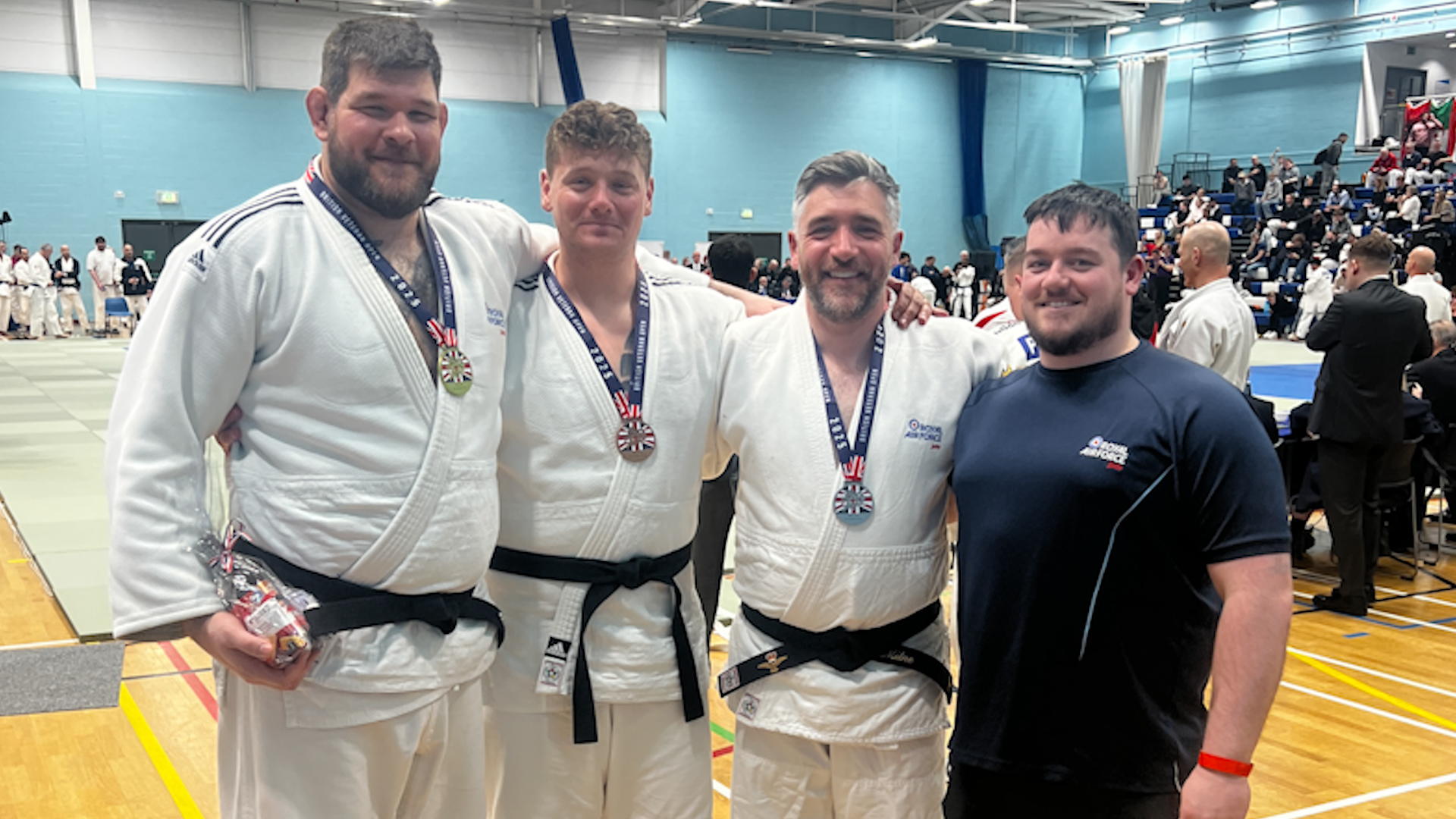 RAF judokas pose with medals at the British Veteans Open CREDIT BFBS DATE 31032025.jpg 