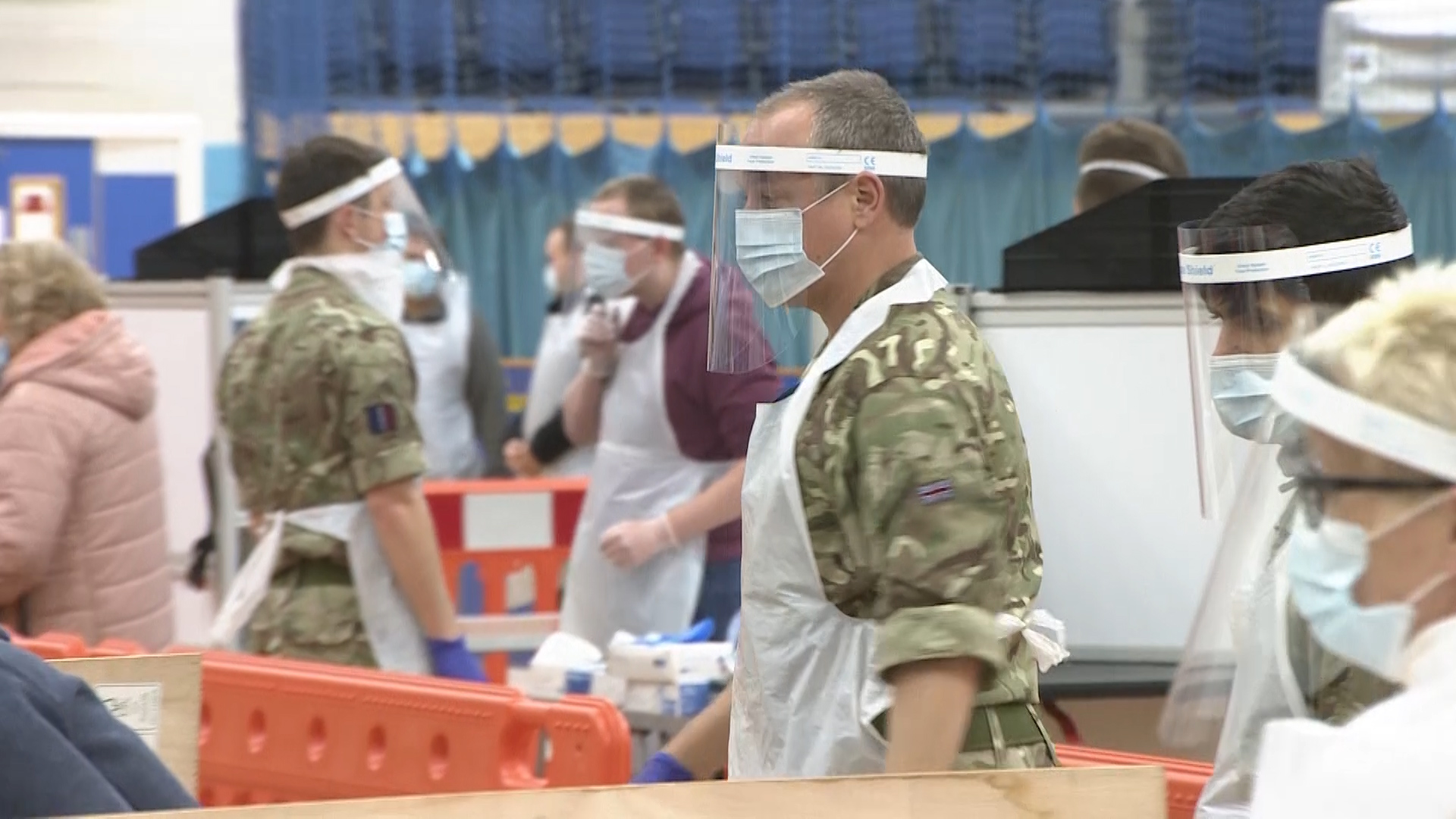 Personnel have been assisting with community coronavirus testing in recent weeks, including in Merthyr Tydfil, Wales.