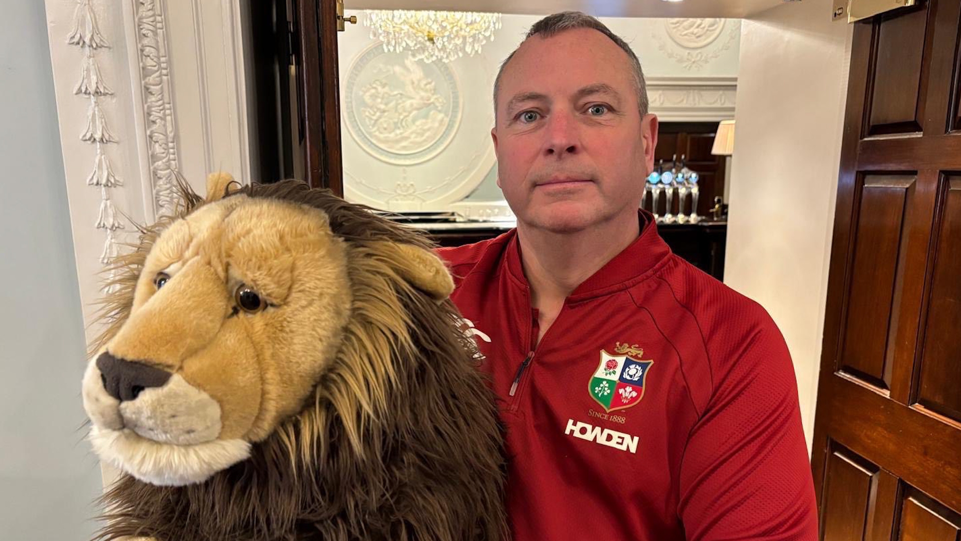 RAF veteran Jamie Hillman poses with British and Irish Lions teddy in kit Credit RAF Rugby Union Date 16062025.jpg