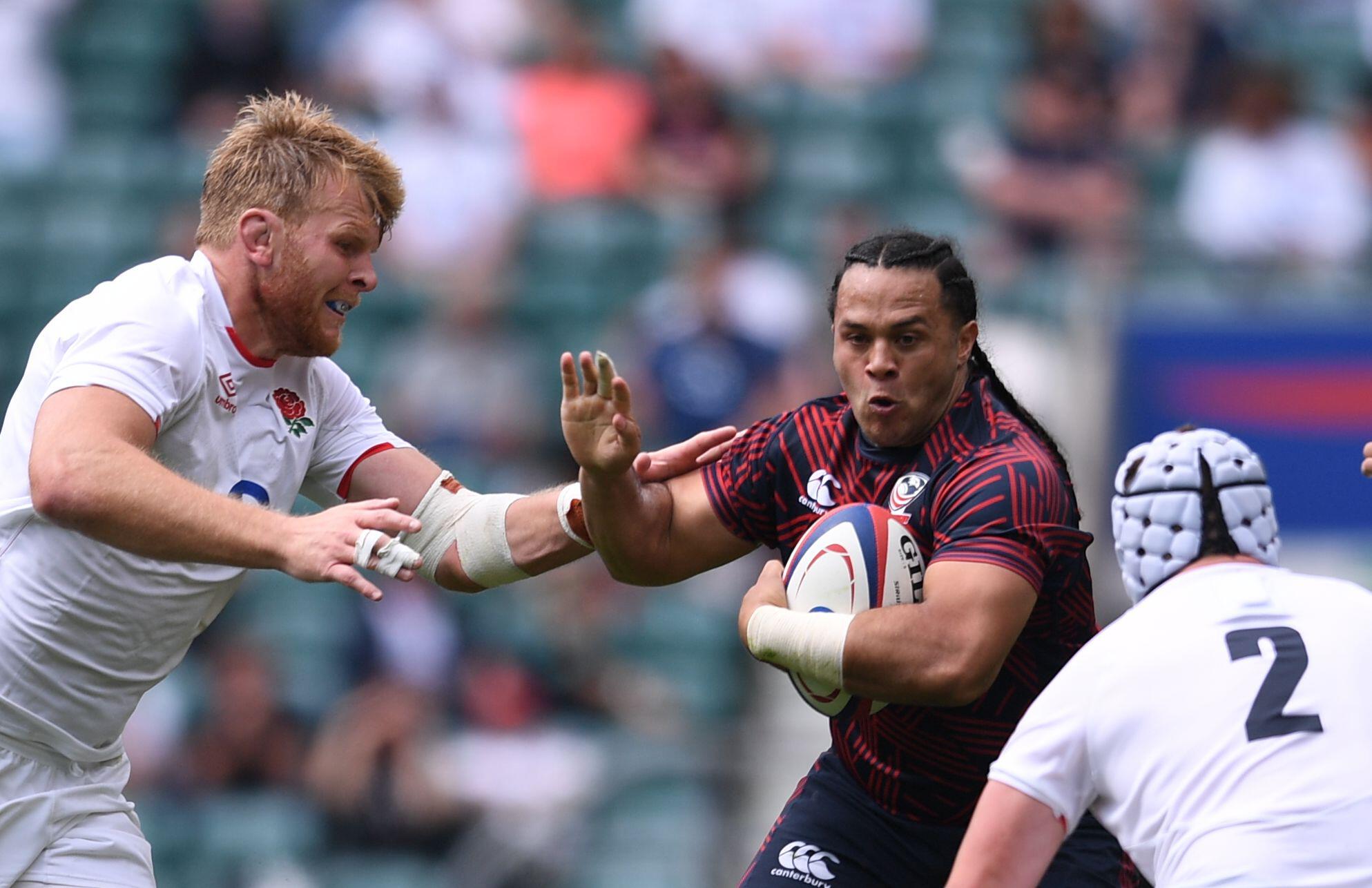 RAF's Josh McNally (left) during England debut vs USA at Twickenham