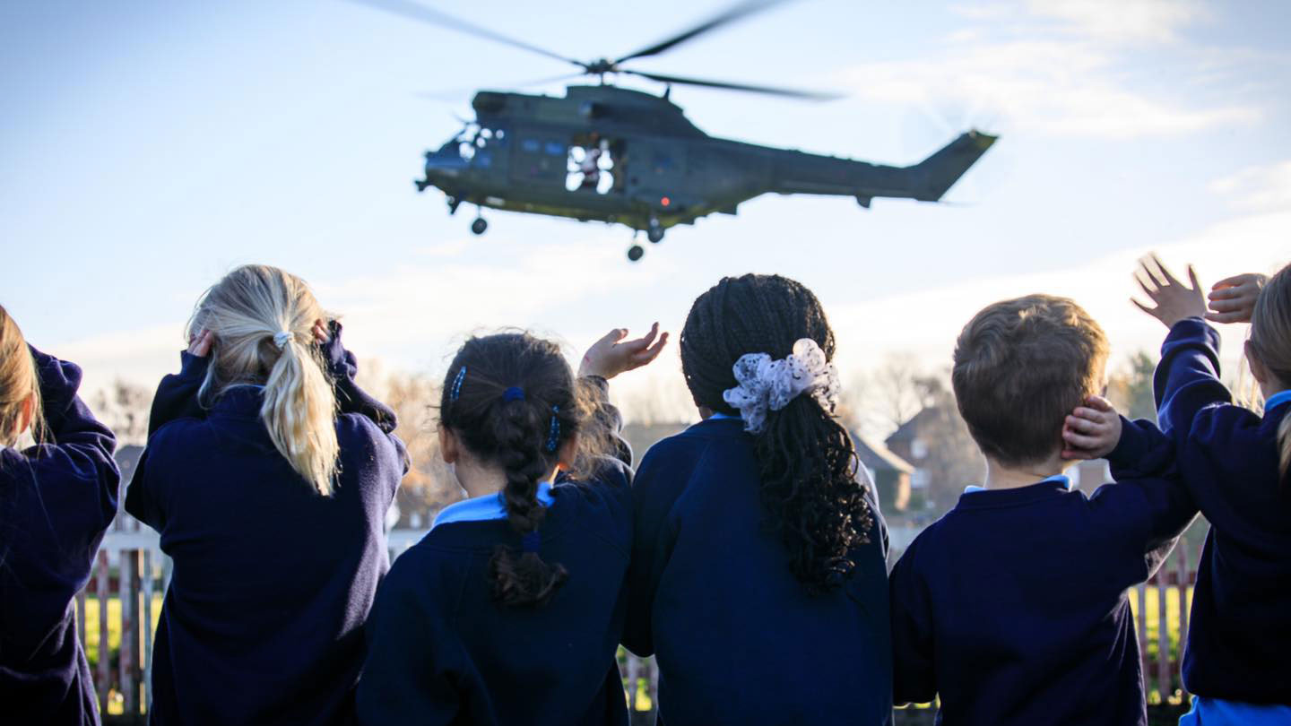 RAF Benson's Community Primary School's children excitedly wait for Santa to visit CREDIT RAF Benson Crown Copyright