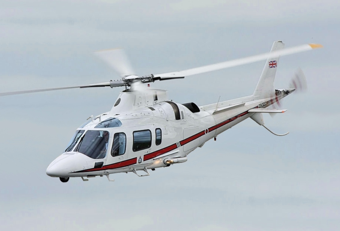 An RAF A109SP helicopter, used for transporting VIPs