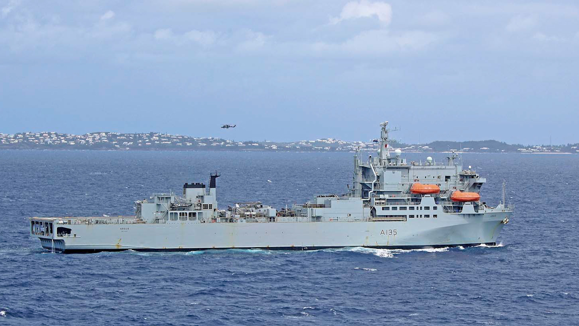 RFA Argus and Royal Navy helicopter in Bermuda for reconnaissance sortie ahead of hurricane season