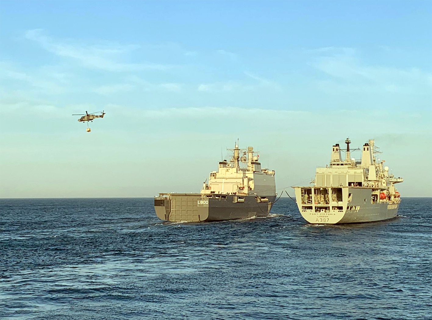 RFA Fort Victoria has been training alongside other ships, including HMS Northumberland, following a refit last year 200820 CREDIT Royal Navy