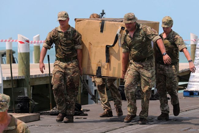 RFA Mounts Bay crew delivering aid in the Bahamas, where Hurricane Dorian hit in 2019 (Picture: MOD).