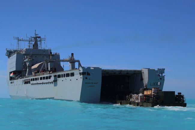 RFA Mounts Bay delivering aid in the Bahamas