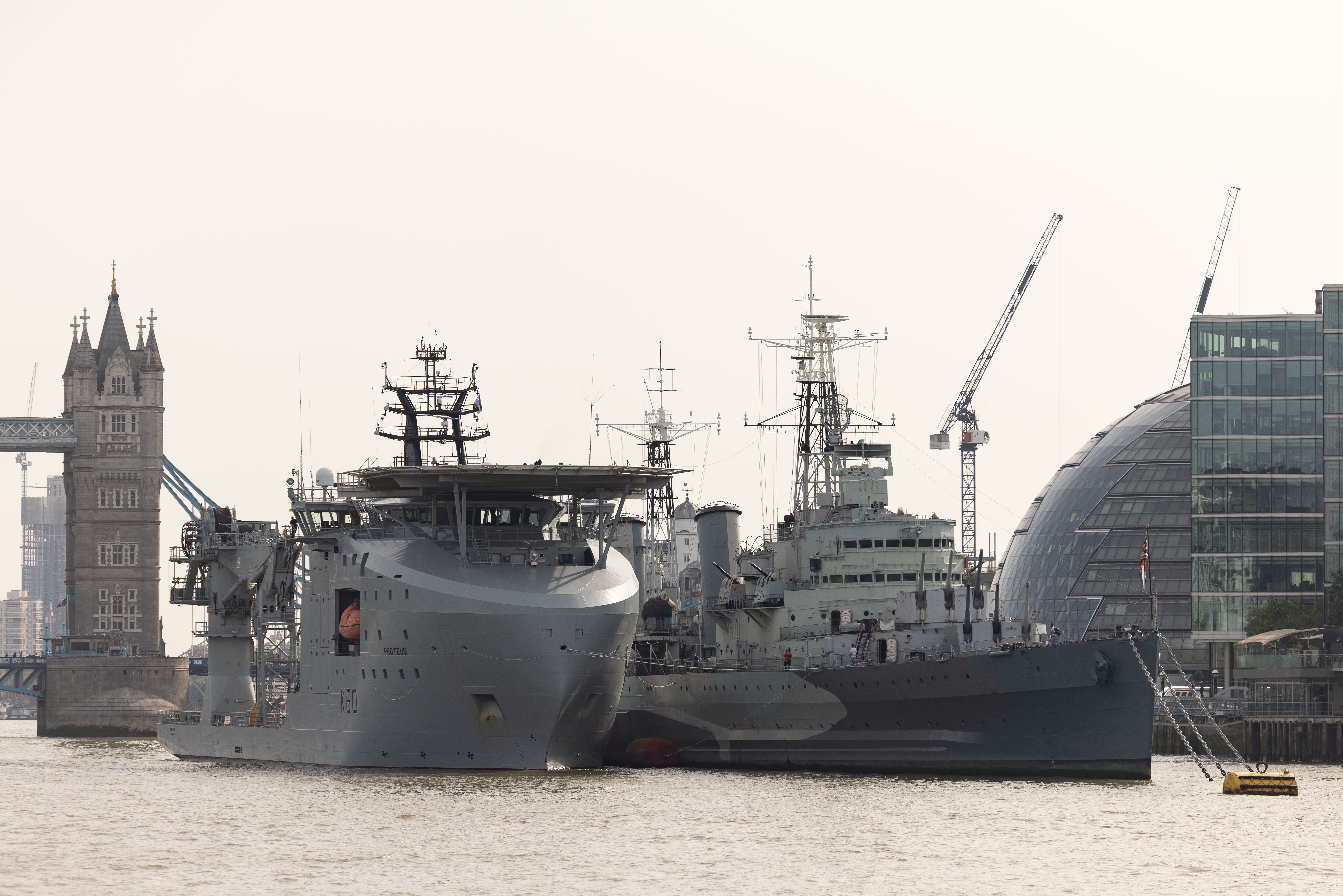 RFA Proteus in London, where she was formerly dedicated 101023 CREDIT Royal Navy