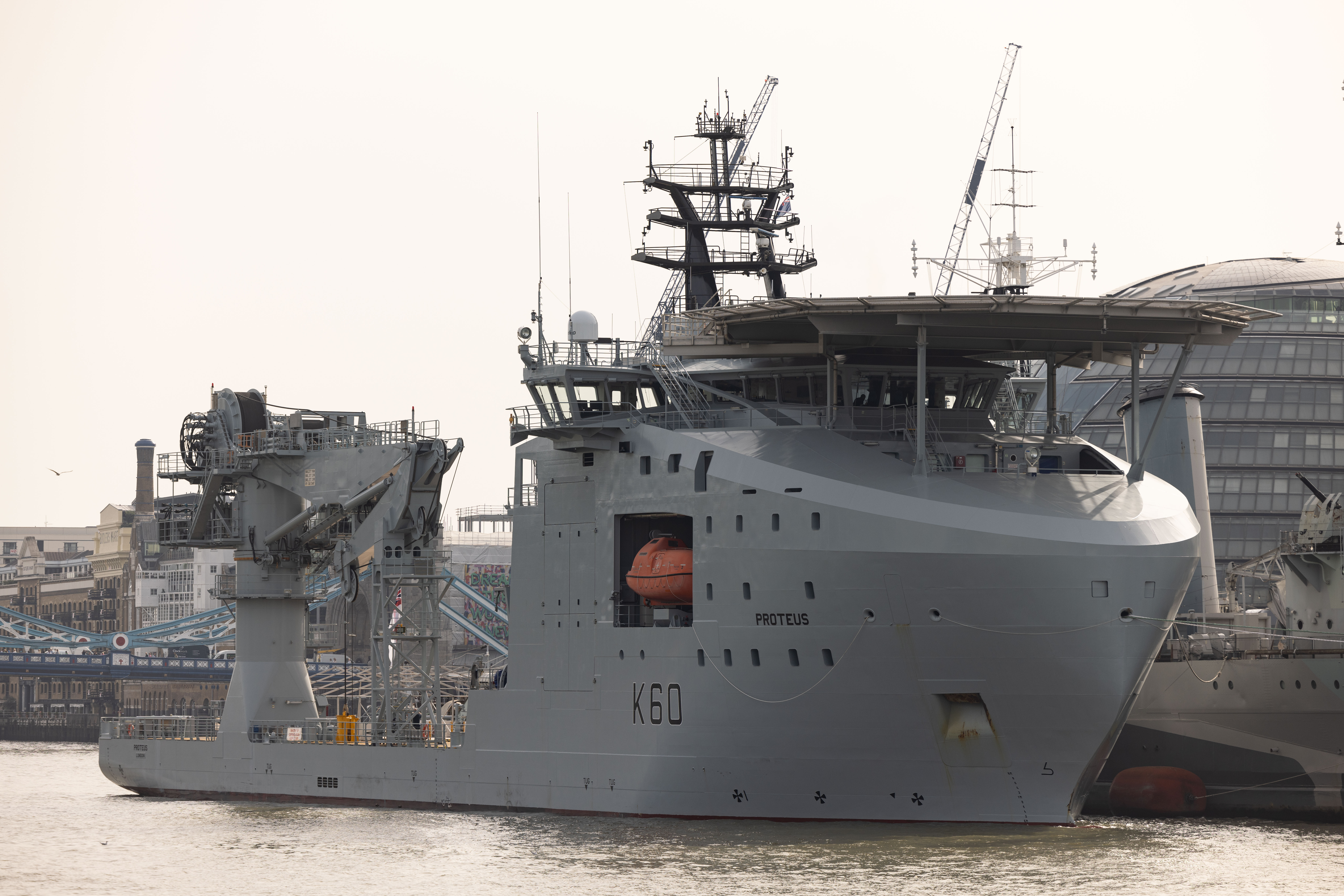 RFA Proteus in London, where she was formerly dedicated 101023 CREDIT Royal Navy