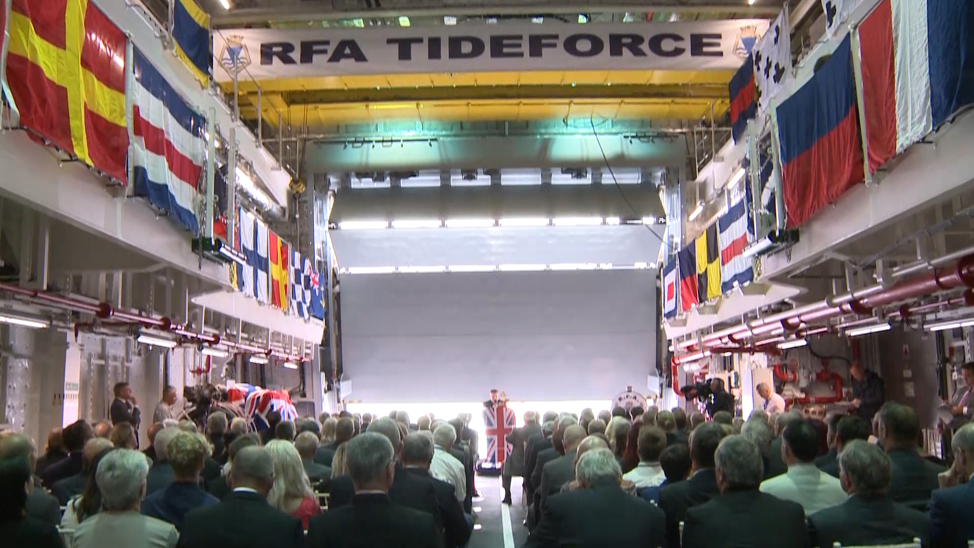 Guests gathered for a service of dedication at Portland Port in Dorset.