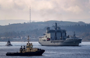 RFA Tidespring arrives at HMNB Clyde (Picture: MoD).