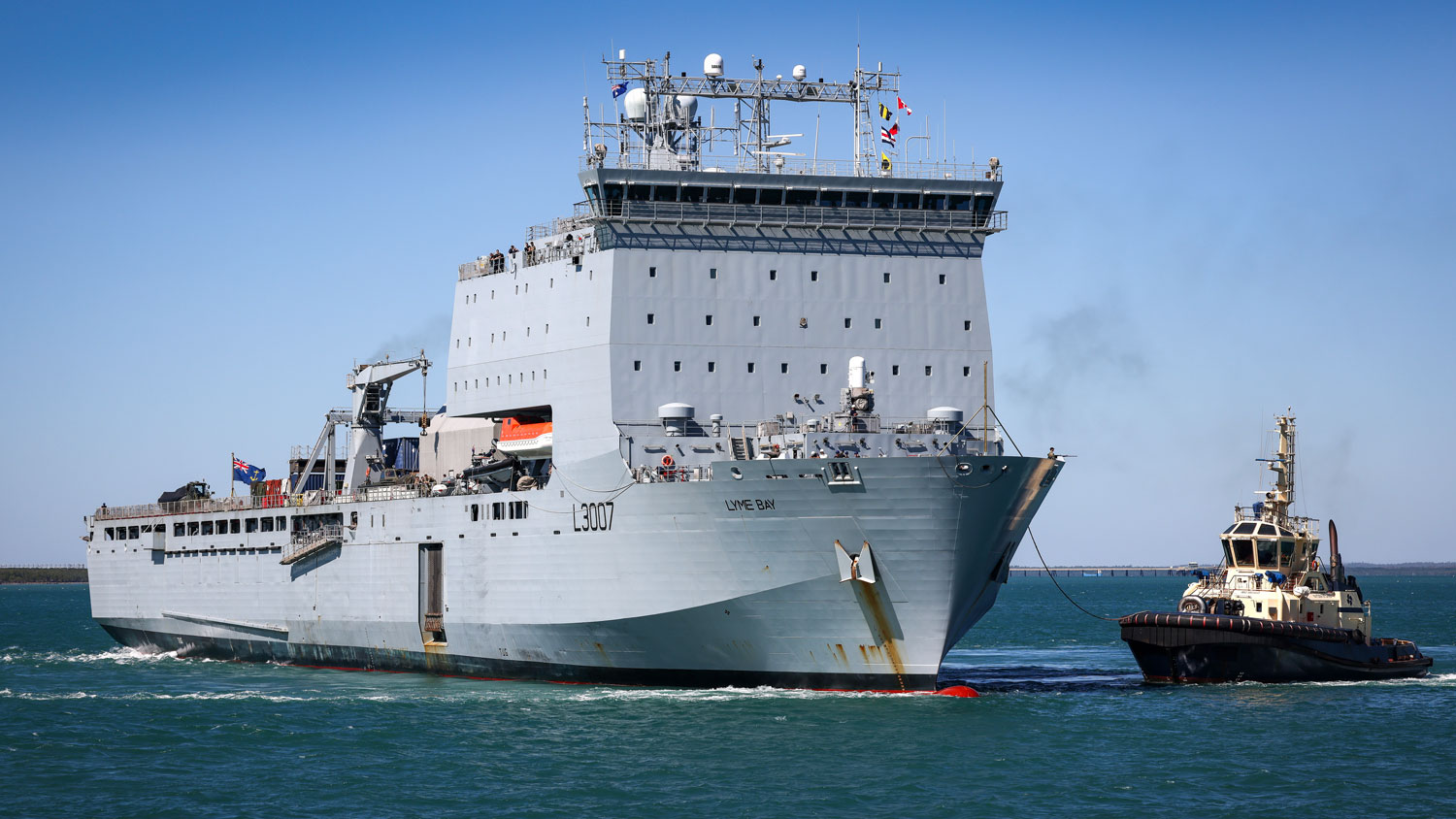 RFA Lyme Bay arrives in Darwin, Australia in July 2024 to disembark Charlie Company of 40 Commando CREDIT Crown Copyright
