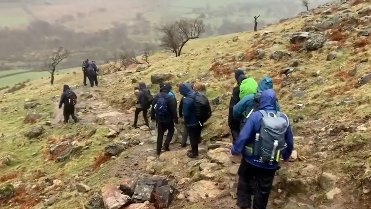 Members of 156 Royal Logistics Corps climbing down from Scafell Pike (Picture: 156 Royal Logistics Corps).