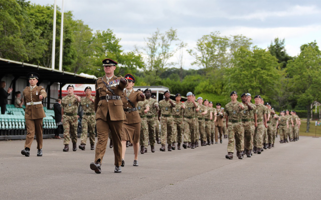 The recruits observed social distancing measures during the parade (Picture: British Army).
